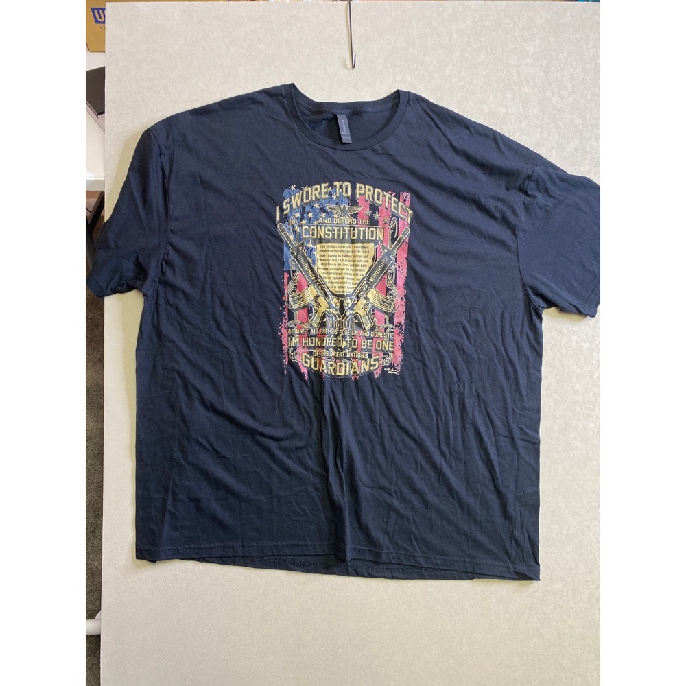 Gildan Softstyle Mens 4XL Navy Blue Swore To Protect Constitution Graphic Tee